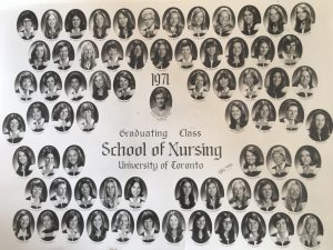 Black and white photo of the Nursing Class of 1971