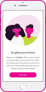 Example of at heart app welcome screen
