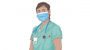 illustration of nurse with mask on