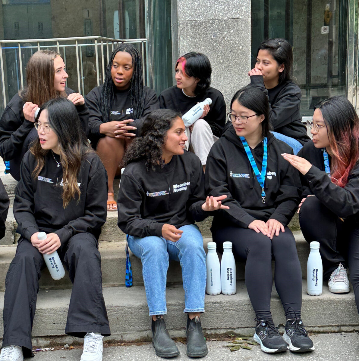 Group shot of students in new nursing swag